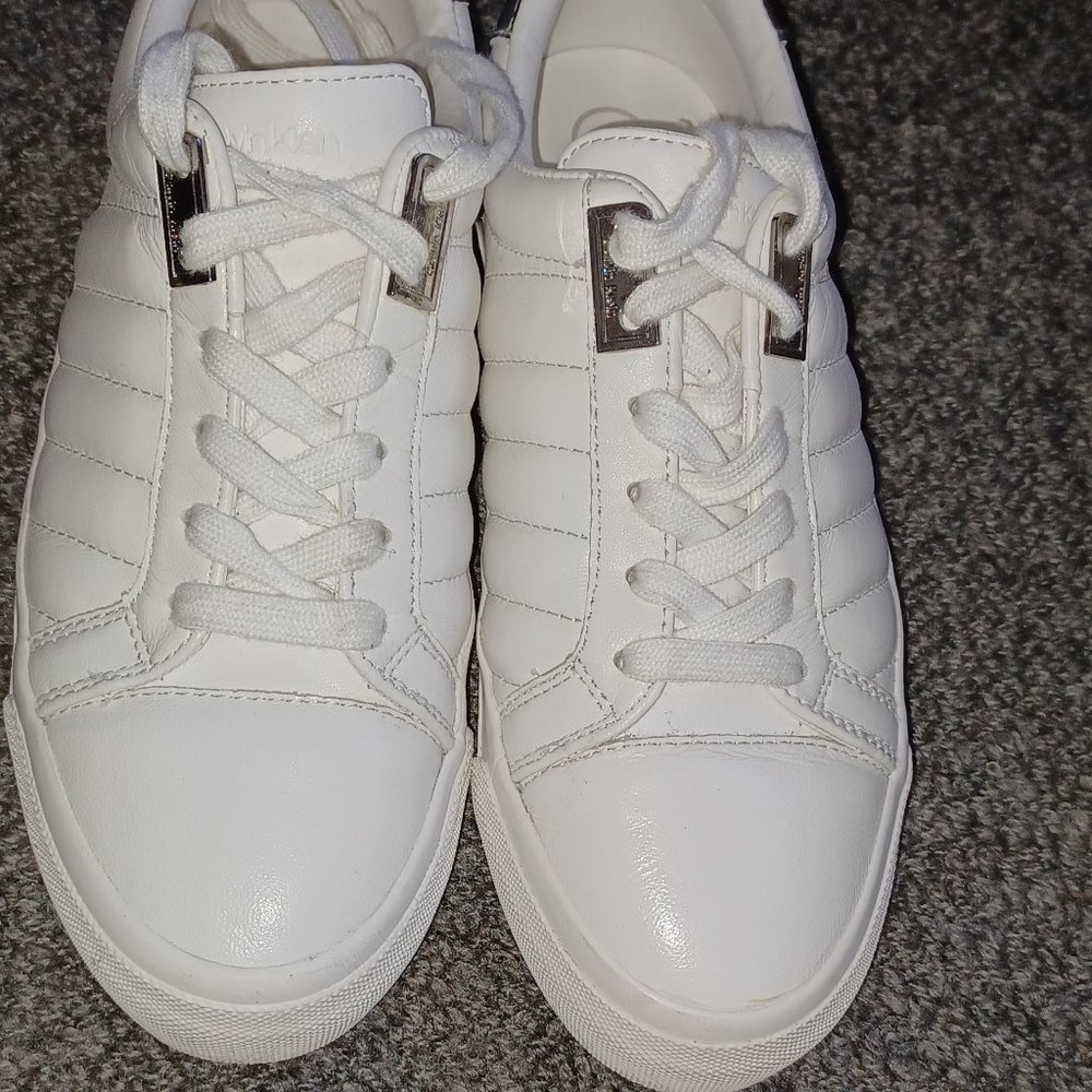Calvin Klein Vance Low Top Lace Up White Sneakers Sports Shoe Casual